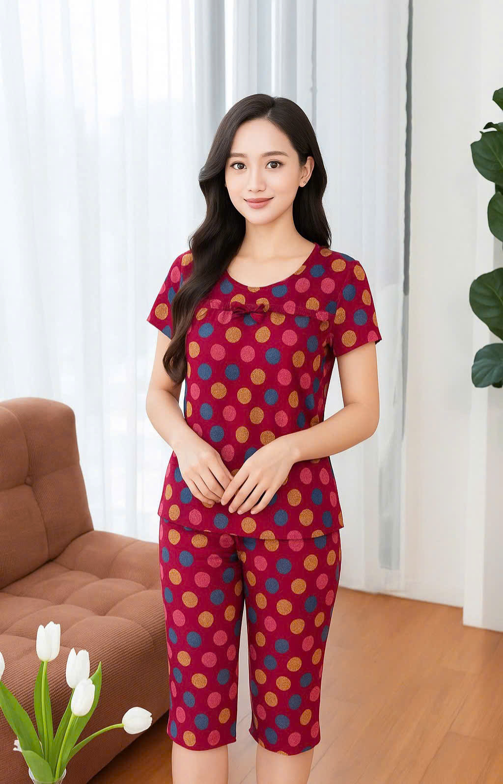 Bộ lanh nhung cộc ngố tiền xu GK106